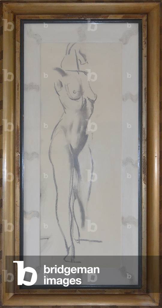 Standing female nude, c.1930 (chalk on paper)