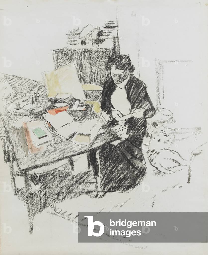 Reading, 1938 (chalk & w/c on paper)