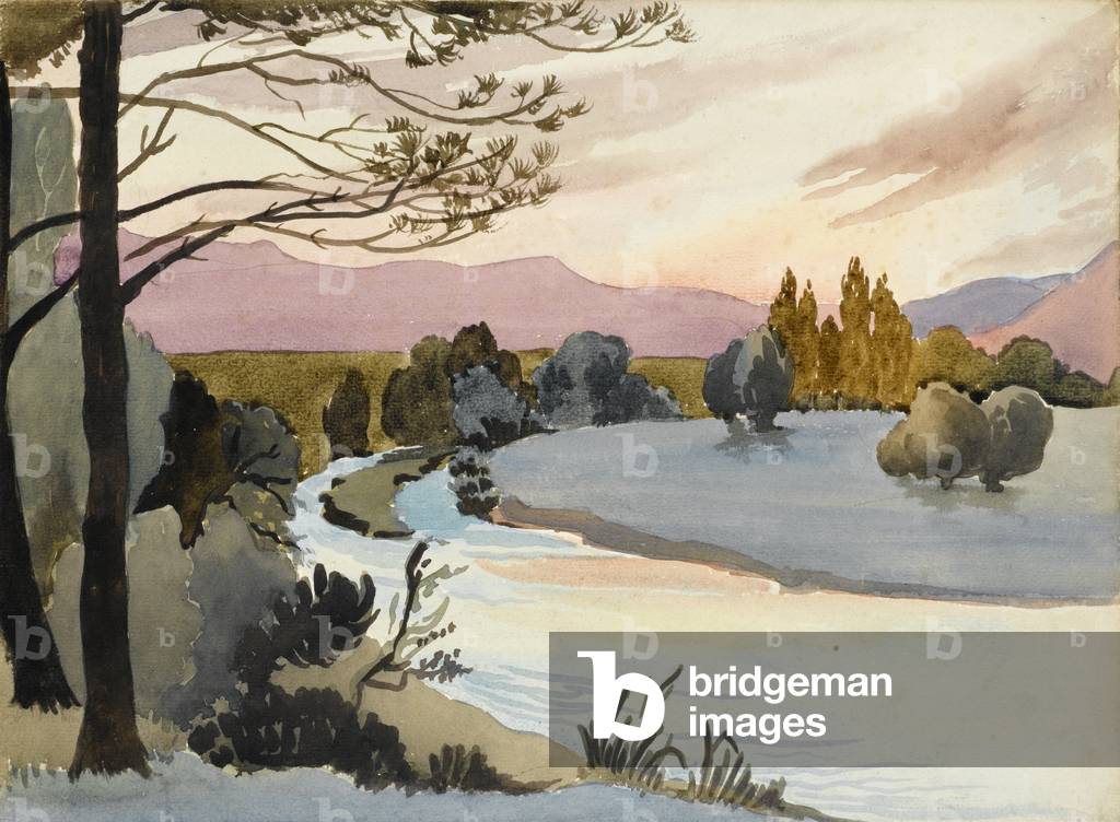 Bend in the River (w/v over pencil on paper)