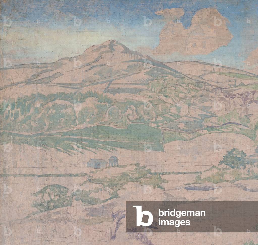 Southern French landscape, c.1930 (tempera & pencil on primed canvas)