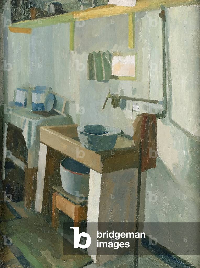 Kitchen at Oak Cottage, 1937 (oil on canvas)