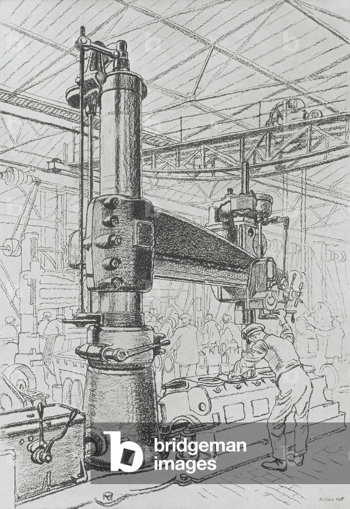 Westwood Works, Peterborough, in production during the First World War, 1918 (litho)