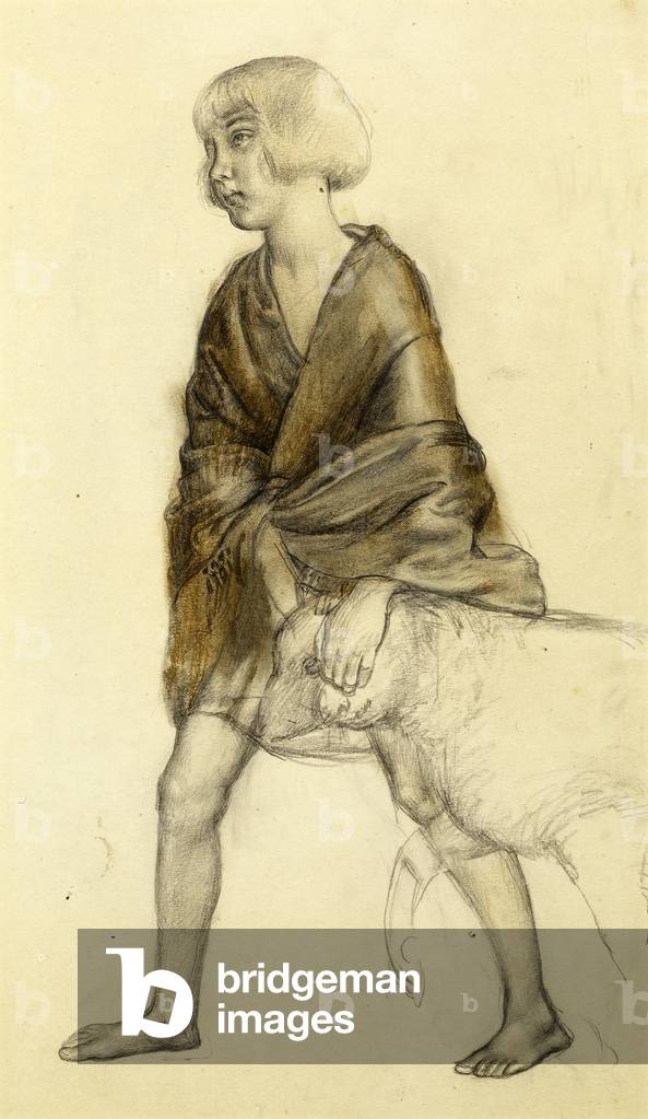 Child with dog (pencil on paper) 