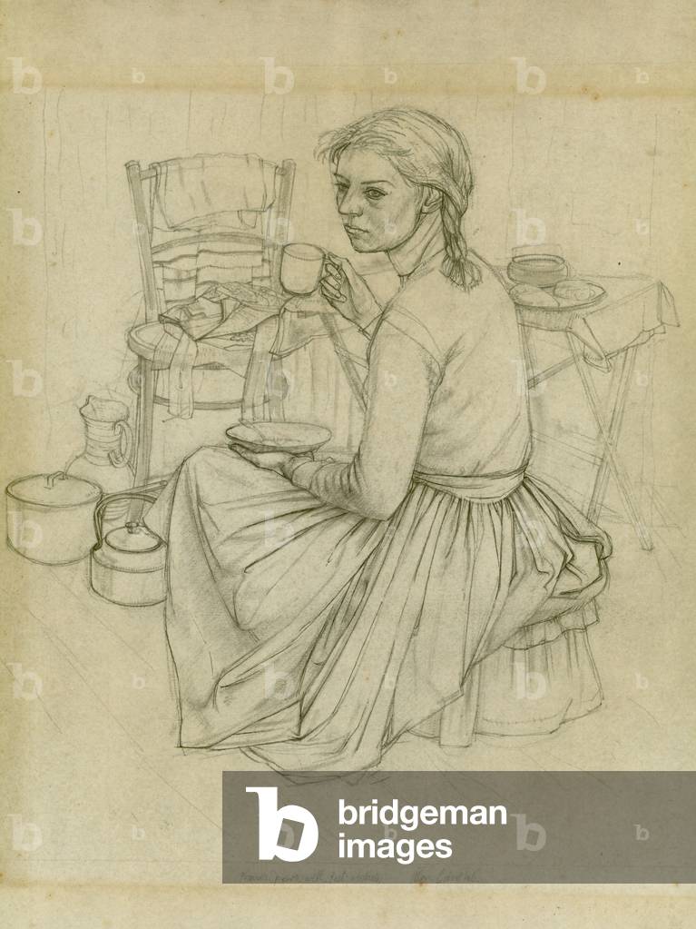 The Tea Break, 1946 (pencil with wash on paper)