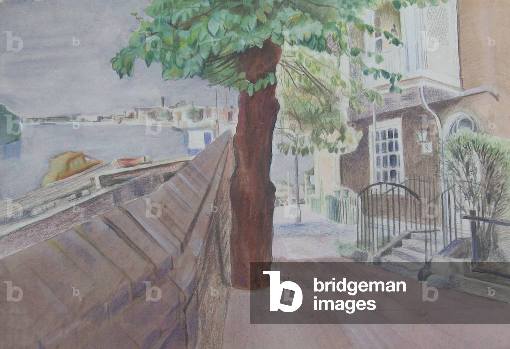 Hammersmith Wharf, c.1950 (w/c & crayon on paper)