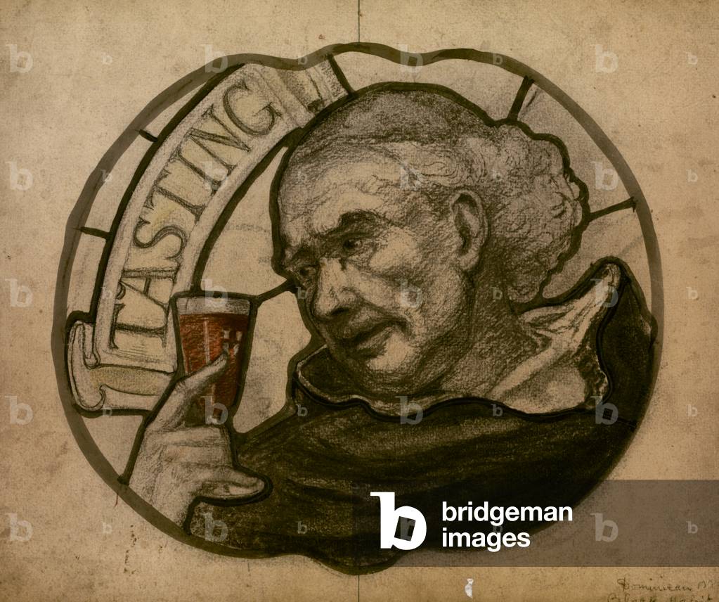 Design for a stained glass window - Tasting, c.1900 (pencil & watercolour on paper)