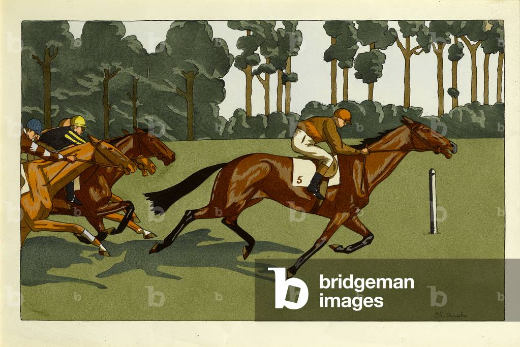 A set of four prints - Longchamps and other races, c.1910 (colour litho)