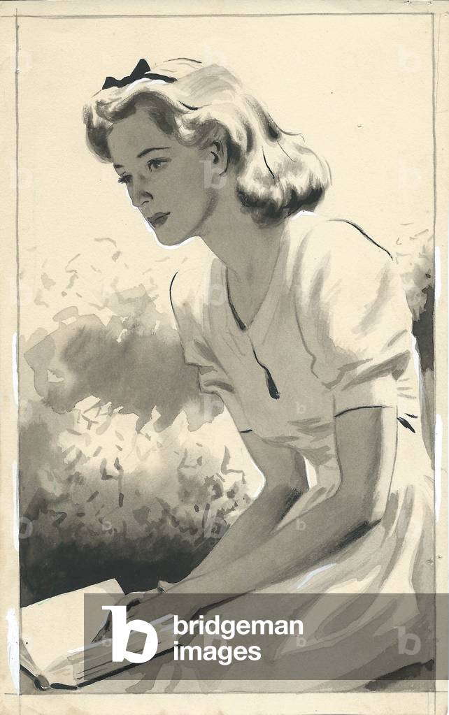 A moments pause, 1940 (pen & ink, gouache and white highlights on paper)