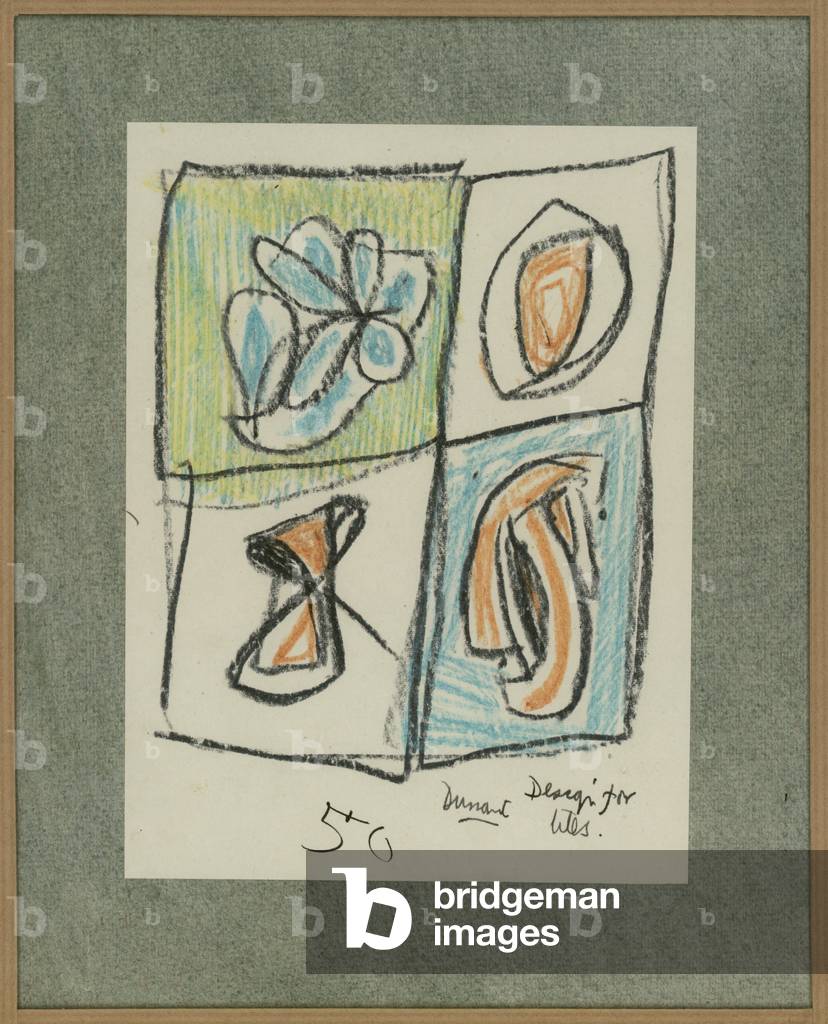 Design for tiles, 1950 (coloured crayon on paper) 