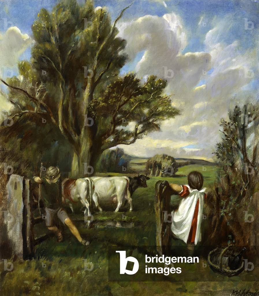 Milking Time (oil on canvas)