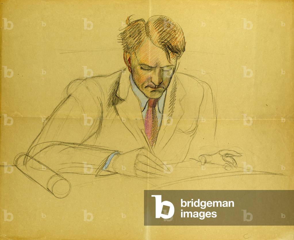 Portrait of Eric Ravilious (coloured pencil on paper)