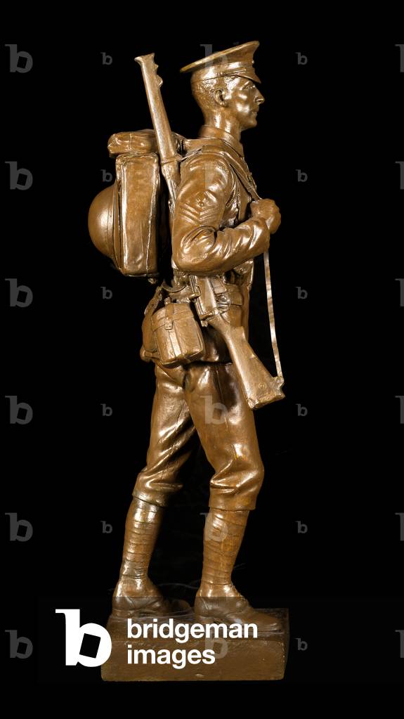A Sergeant of the Grenadier Guards in Marching Order, c.1920 (plaster with bronze-coloured patina)