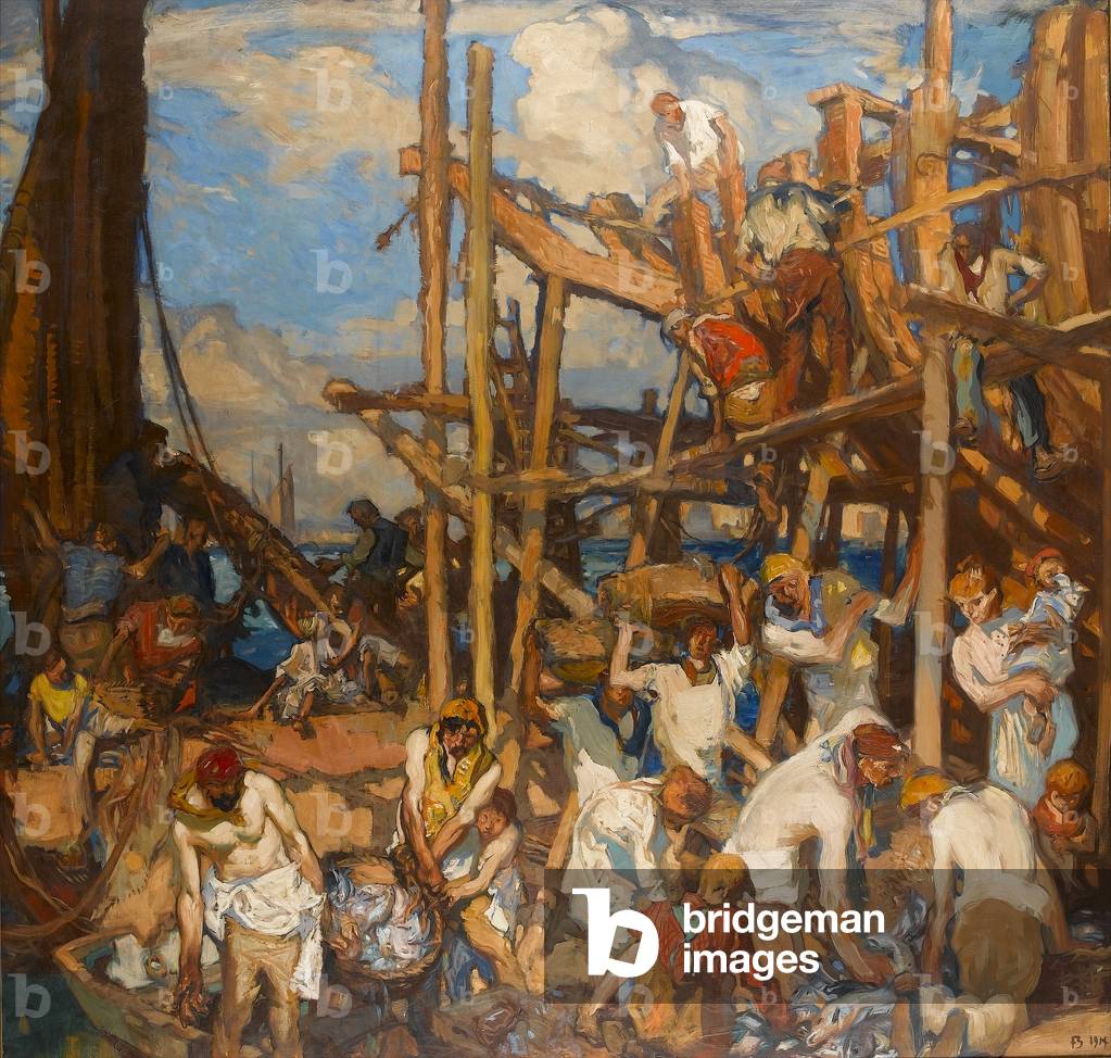 Landing the Catch: Boat Building in the Harbour, 1914