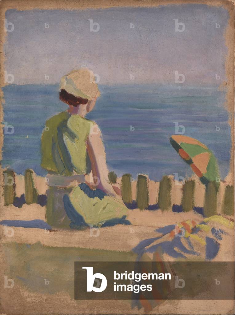 Bathing belle (oil on board)