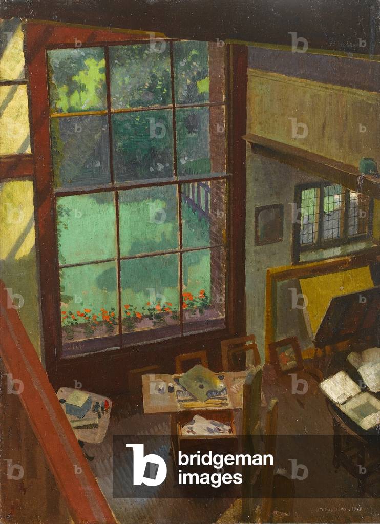 The Artist's Studio, (Mall Studios, 6 Tasker Road, Hampstead) 1919 (oil on panel)