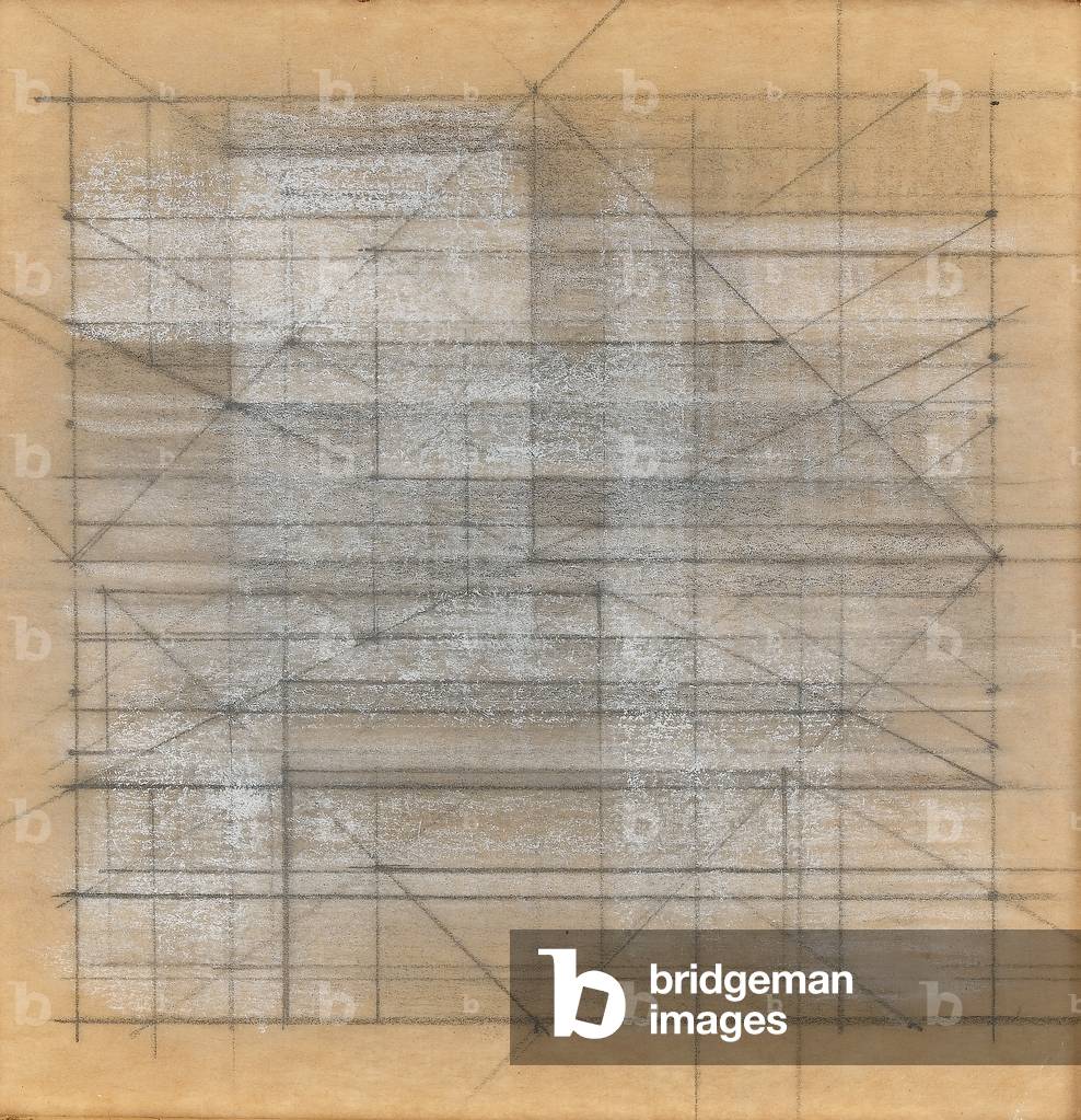 Geometrische Studie, um 1967 (Kreide & Bleistift auf Papier)