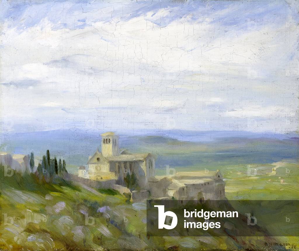 Italian Landscape with Monastery, c.1919 (oil on canvas laid on board)