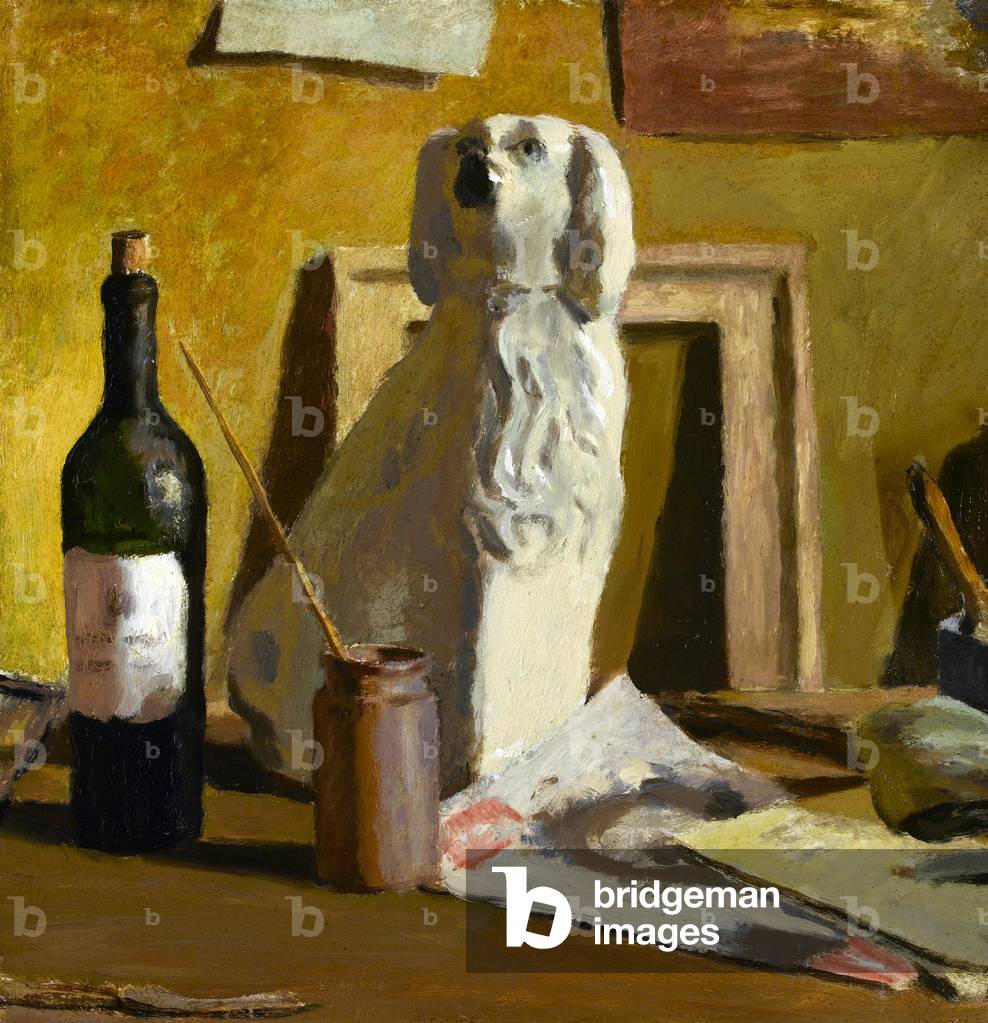 Still Life with Staffordshire Dog (oil on board)