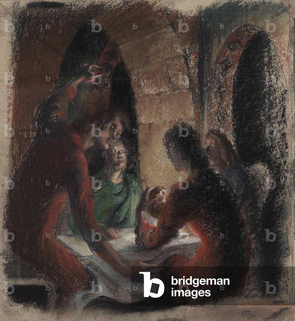 Study for Composition 'Supper at Emmaus', July 1983 (pastel on card)