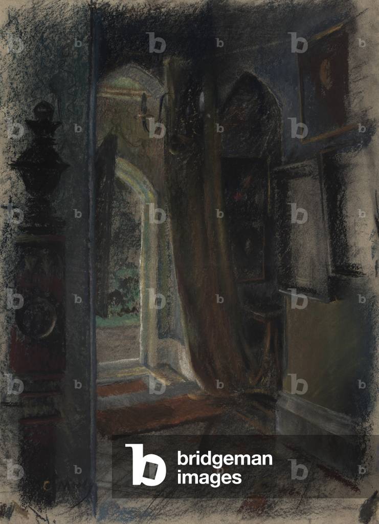 The Entrance Hall to Lorne Lodge, Sling Lane, Malvern, c.1968 (pastel on paper)