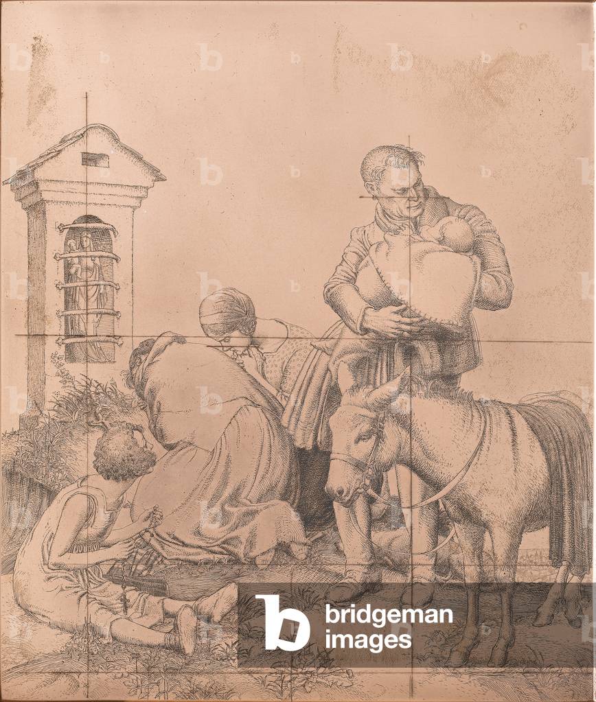 Figures with Donkey (copper etching plate)