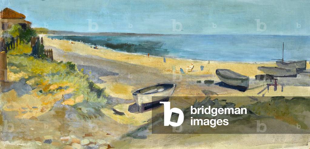 Boats along the Shore (oil on canvas)