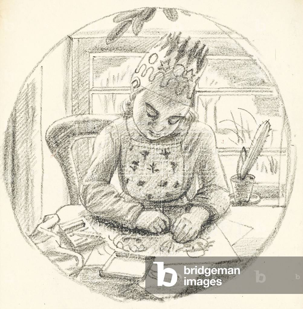 The artist's daughter Elisabeth (Design for a Christmas Card), 1948 (pencil on paper)