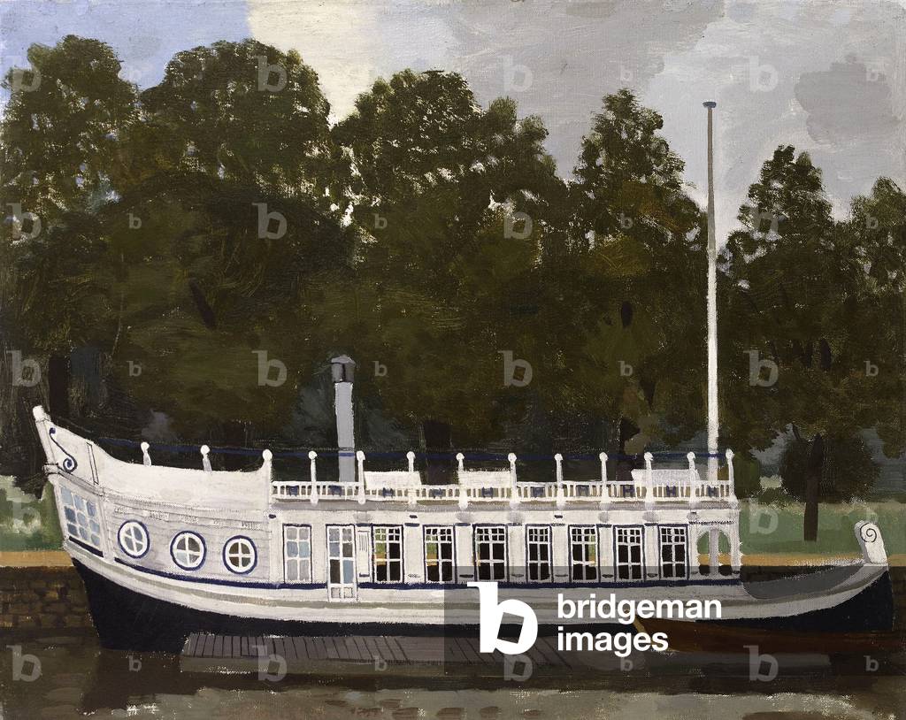 St John's College Barge on the Isis at Oxford, c.1955 (oil on canvas)