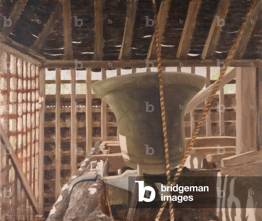 The Bell Cage of St Mary's church, East Bergholt, Suffolk, c.1950 (oil on canvas)