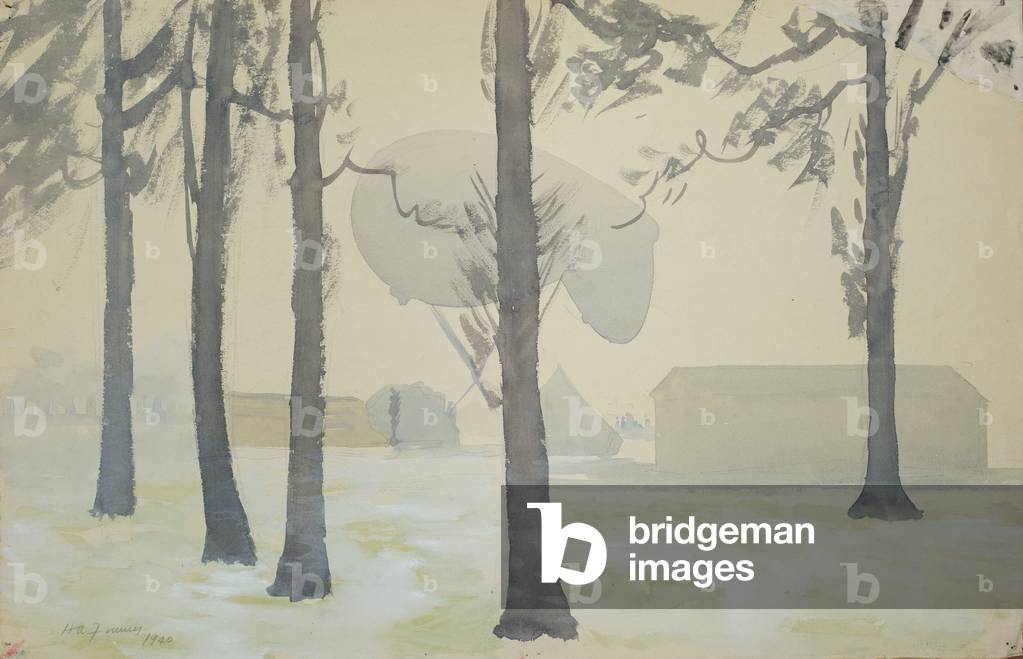 Tethered barrage balloon, 1940 (w/c on paper)