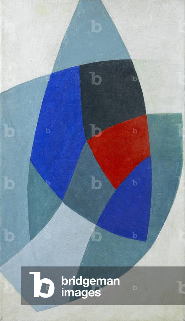 Geometrical Forms in Blue and Red (oil on canvas)