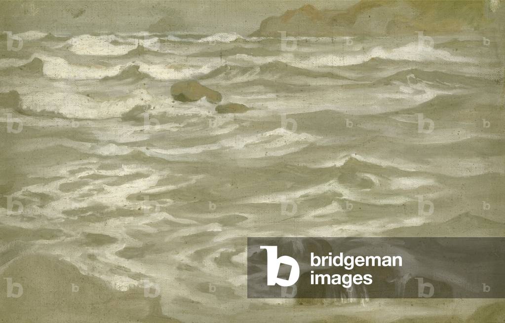 Seascape at dusk (oil on canvas)