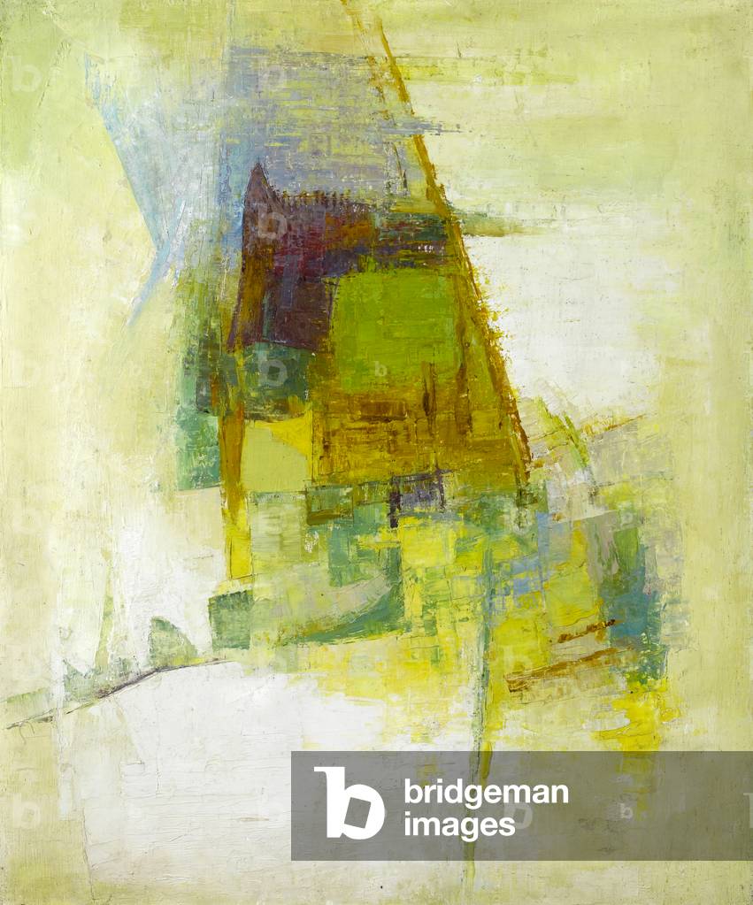 Green Yellow with Touch of Red and Blue (oil on canvas)
