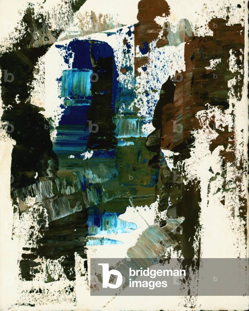 Abstract in blue and brown (oil on card)