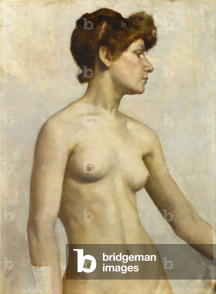 Female nude, three-quarter view from waist up, 1890s (oil on canvas)