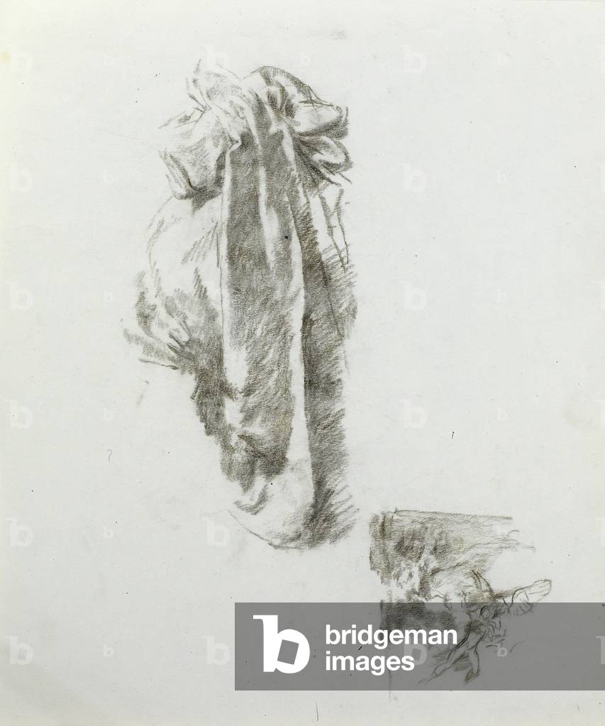 Drapery study for Icarus (pencil on paper)