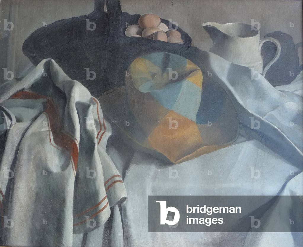 Hat and Basket of Eggs Still Life, 1927 (oil on canvas)