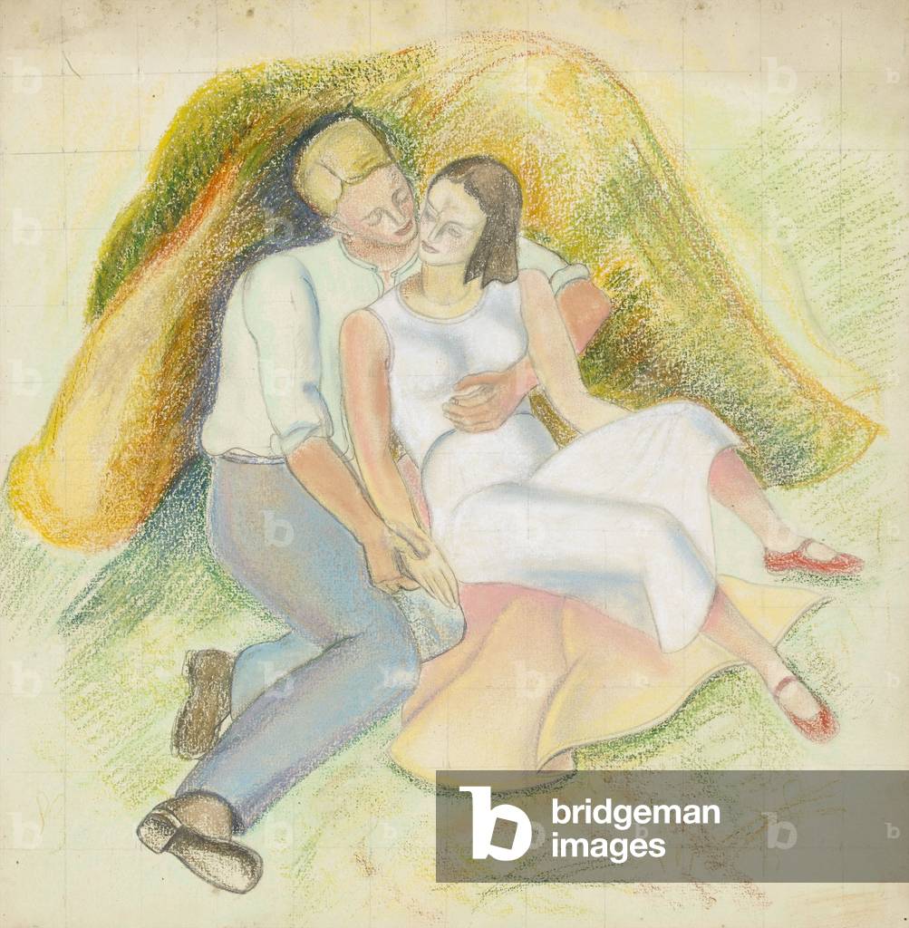 Lovers (pastel on paper)