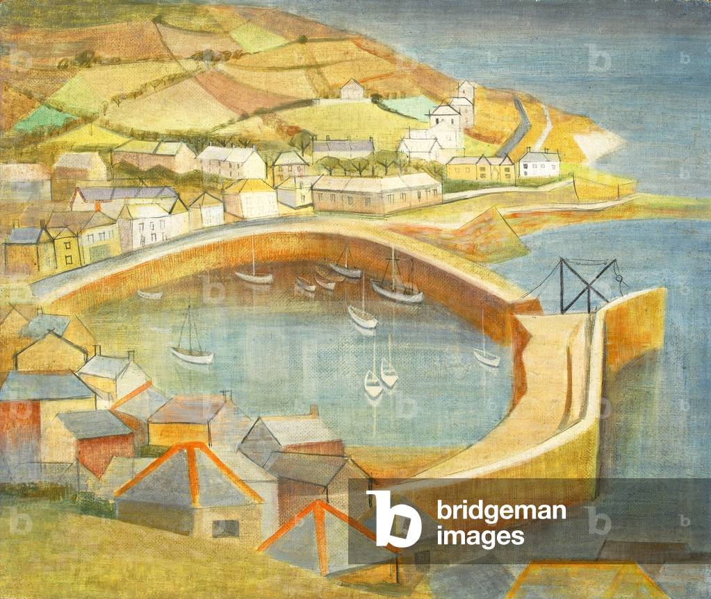Mousehole, Cornwall, c.1950 (oil on board)