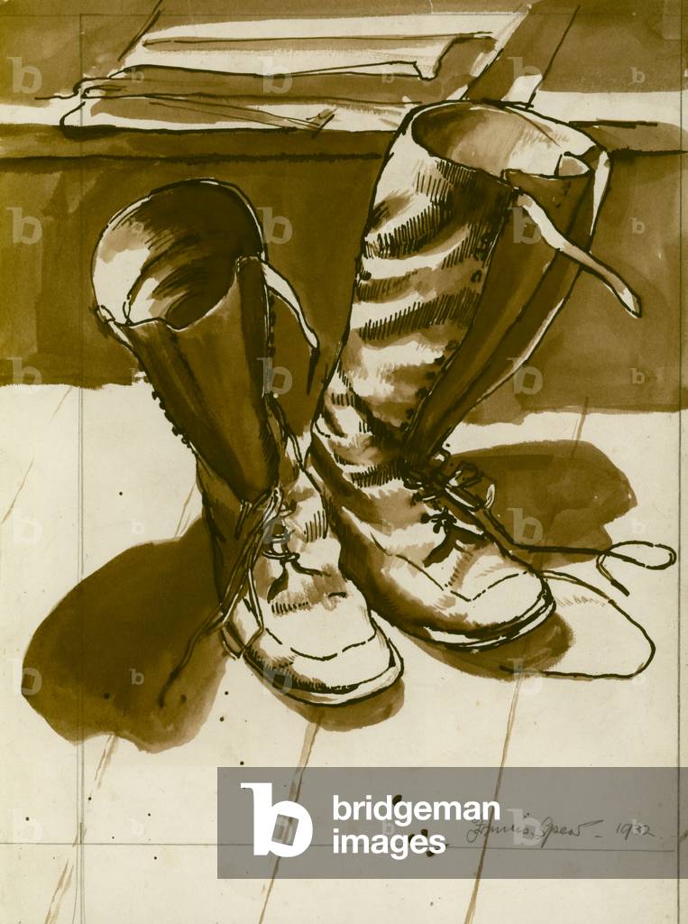 The Artist's Boots, 1932 (pen & ink with wash on paper)