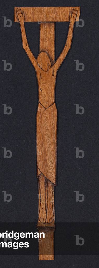 Christ on the cross (pen & ink on wood veneer)
