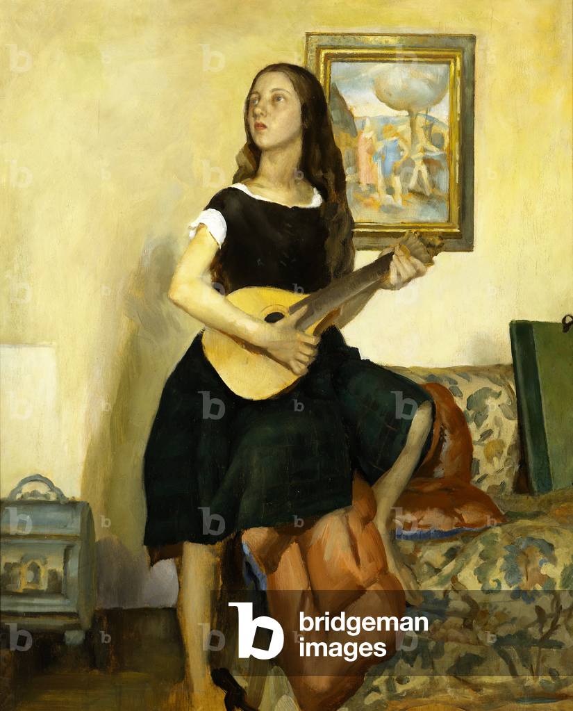 Girl with a Cittern - Portrait of Catherine Moody, c.1934 (oil on canvas)