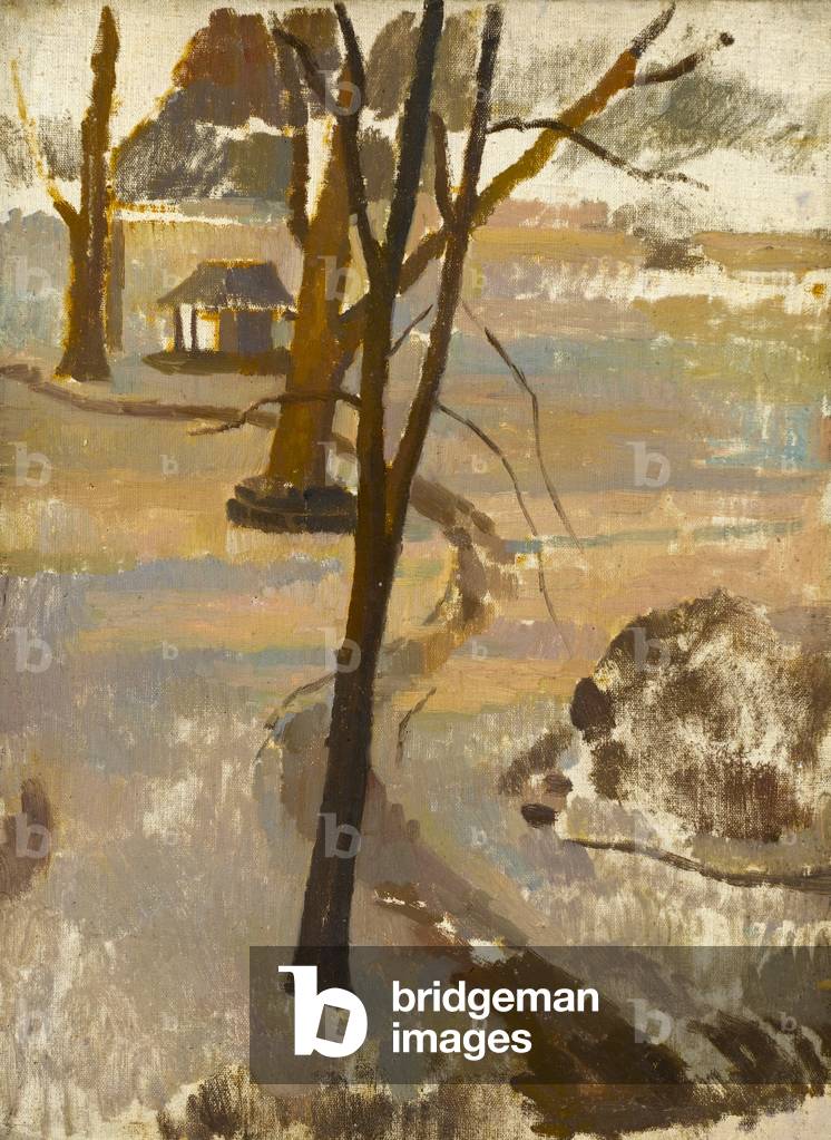 Trees in a park, c.1920 (oil on board)