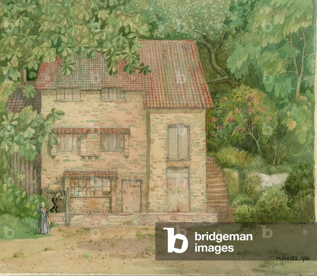 Stone built watermill - Homer Somerset, 1934 (w/c on paper)