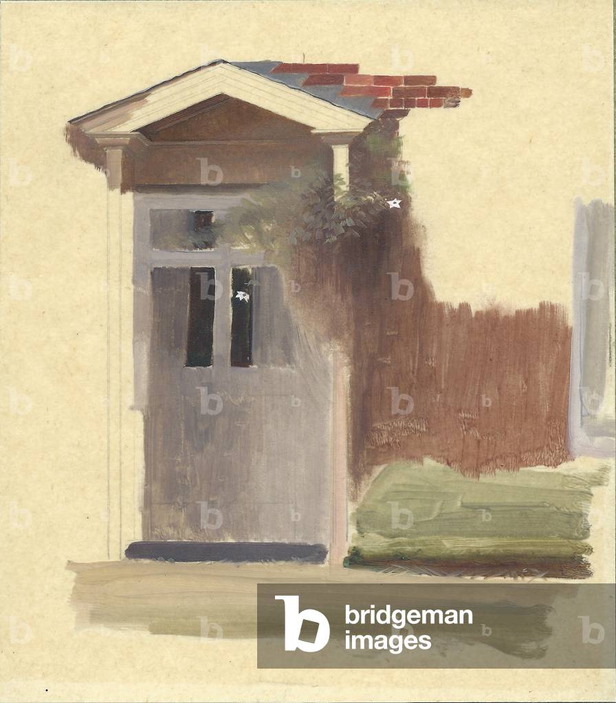 The Front Door of Line Holt Farm House (oil over pencil on tracing paper)