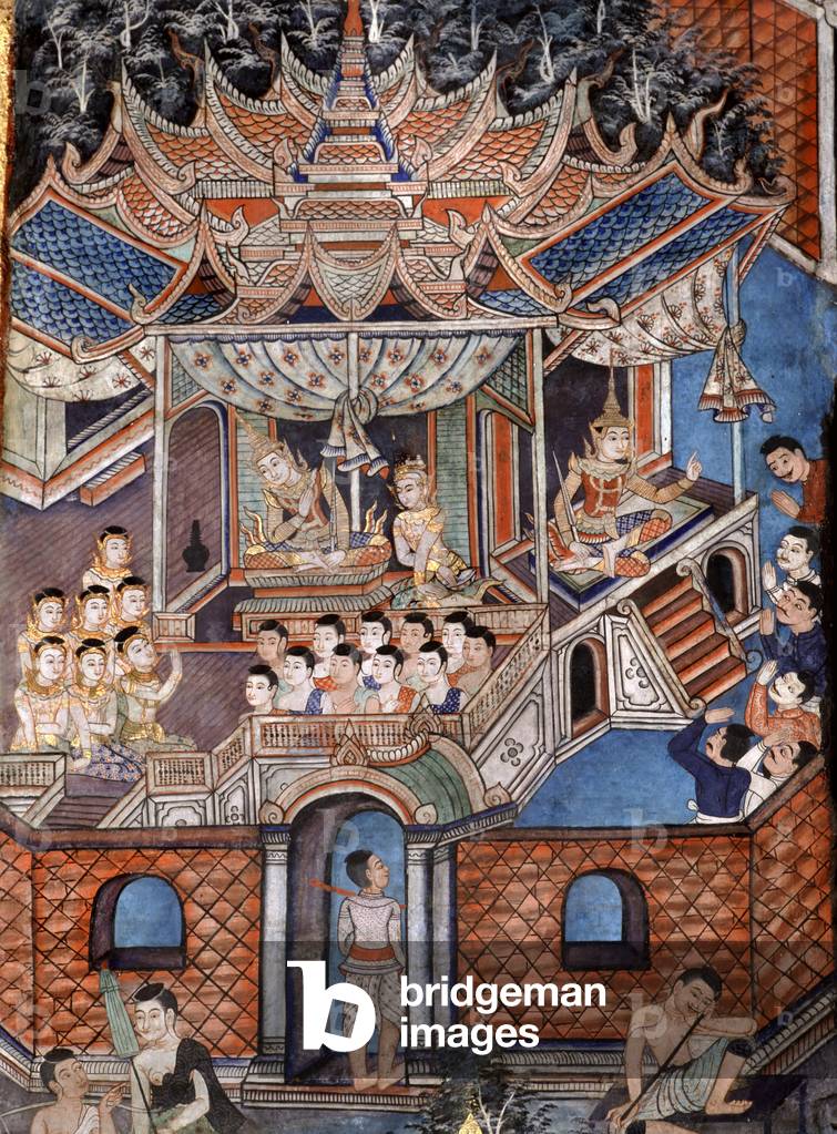 Immagine di Dipinto "Particolare dei murales di Viharn laikam raffiguranti i Sang Perizoma Tales (murale)", 19