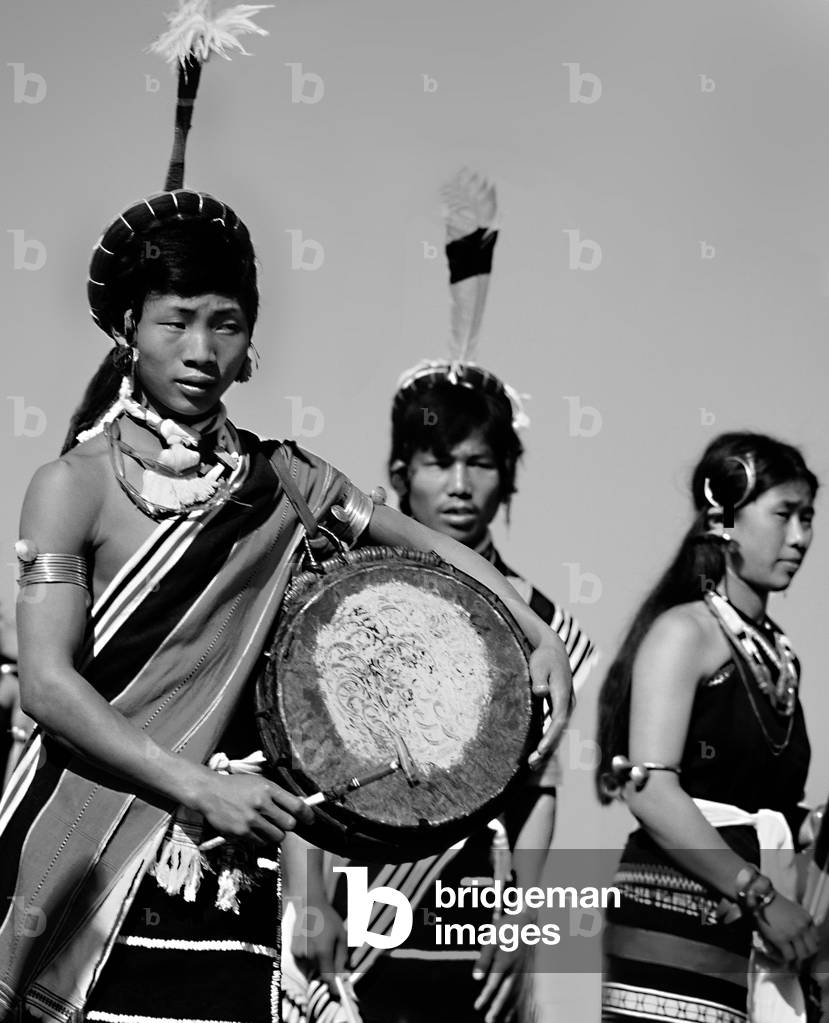 Naga people, Assam (b/w photo)