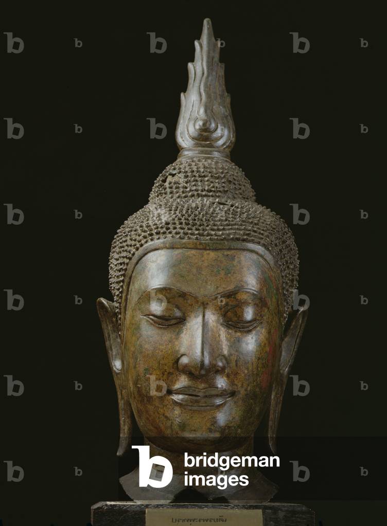Head of Buddha in meditation (bronze) 
