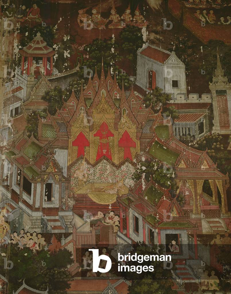 Birth of a Prince, Wat Suthat, Bangkok (fresco) 