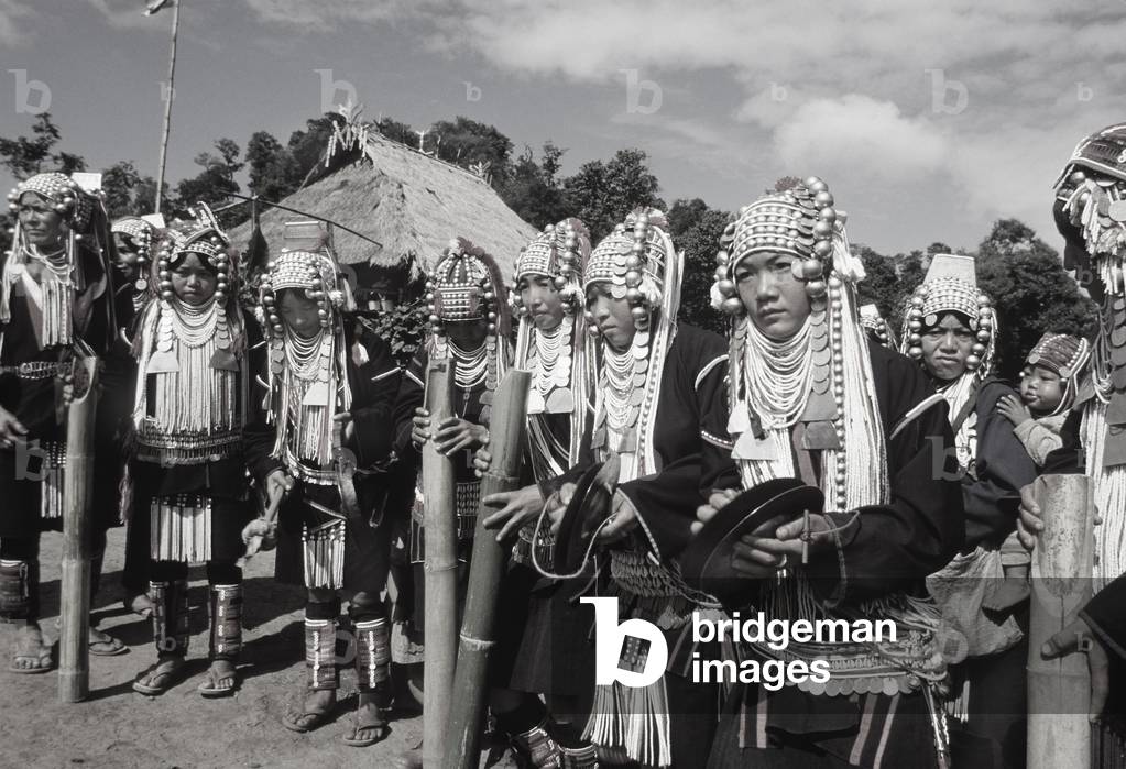 Akha women (b/w photo)